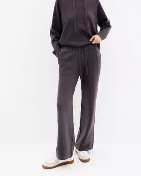 Прямые вязаные брюки из шерсти, серый