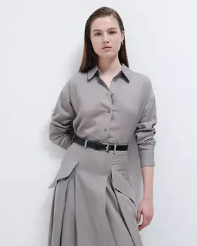 Рубашка из вискозы и льна, светло-серый