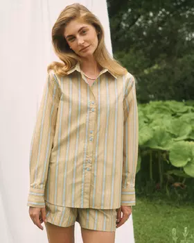 Рубашка в полоску, горчичный