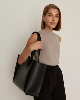 Сумка шоппер из натуральной кожи, черный