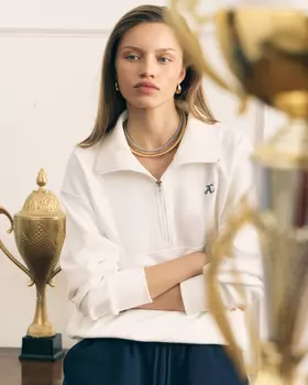 Свитшот Unisex с воротом на молнии, белый