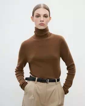 Водолазка из 100% шерсти, коричневый
