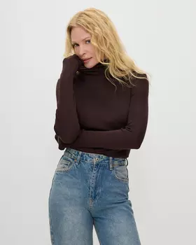 Водолазка из модала с шерстью, коричневый