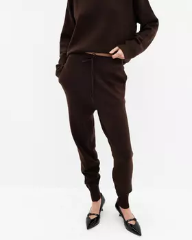 Вязаные джоггеры из шерсти, коричневый