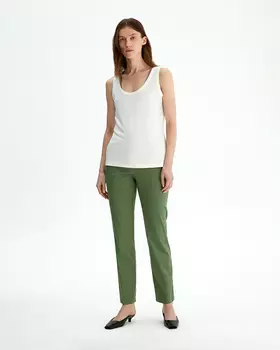 Зауженные брюки из хлопка, зеленые