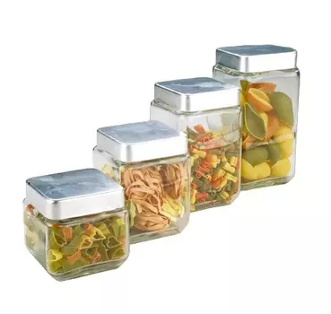 Банка квадратная 0,8 л Zeller с металлической крышкой