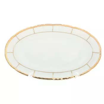 Блюдо овальное 21 см Thun Менуэт обводка золото
