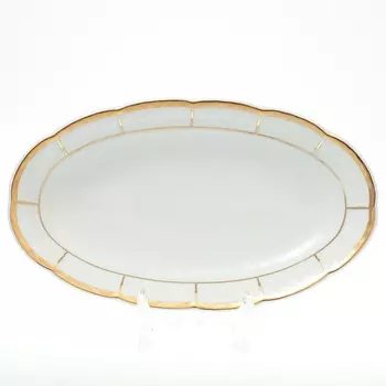 Блюдо овальное 23 см Thun Менуэт обводка золото