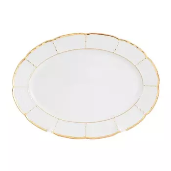 Блюдо овальное 36 см Thun Менуэт обводка золото