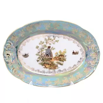 Блюдо овальное 38 см Roman Lidicky Фредерика Охота зелёная
