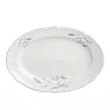 Блюдо овальное 39 см Thun Констанция серебряные колосья