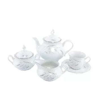 Чайный сервиз на 6 персон Thun Констанция серебряные колосья 17 предметов