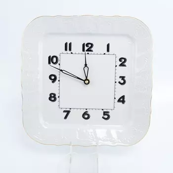 Часы квадратные 26 см Bernadotte Белый узор