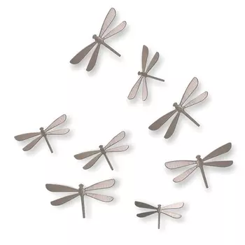Декор для стен Umbra Wallflutter Стрекоза 8 шт никель