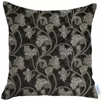Декоративная подушка 43 х 43 см Mike &amp; Co New York Vermont Jacquard листья чёрный-золотистый