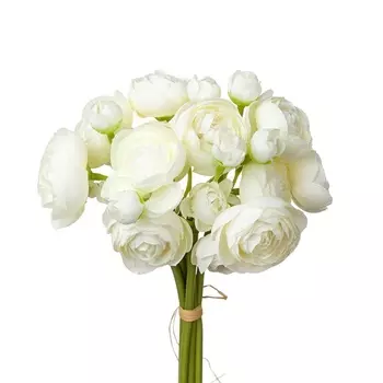 Декоративный букет ранункулюсов 24 см Азалия белый