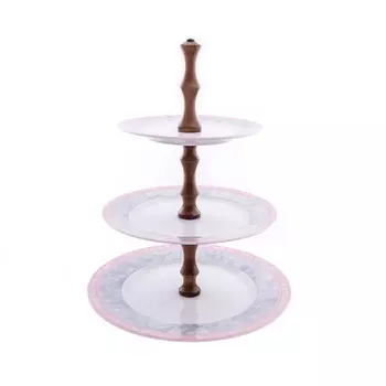 Этажерка 3-х ярусная Thun Яна серый мрамор с розовым кантом