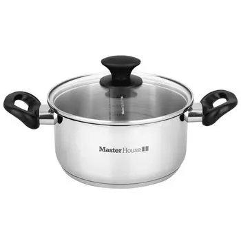 Кастрюля 20 см 3л со стеклянной крышкой Nero