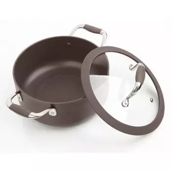 Кастрюля со стеклянной крышкой диаметр 20 см, высота 9 см, 2,4 л Repast Dark chocolate