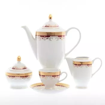 Кофейный сервиз на 6 персон Thun Кристина красная лилия 17 предметов