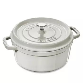 Кокот круглый 3,8 л Staub чугунный белый трюфель