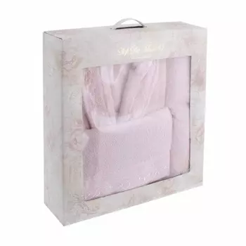 Комплект халат махровый и полотенца Sofi de Marko Linda L-XL розовый