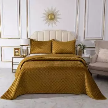 Комплект покрывало и наволочка 160 х 220 см Sofi de Marko Натаниэль горчичный