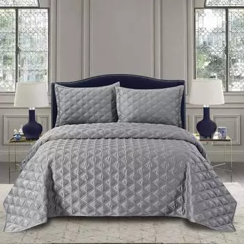 Комплект покрывало и наволочки 230 х 250 см Sofi de Marko Шармель серо-голубой