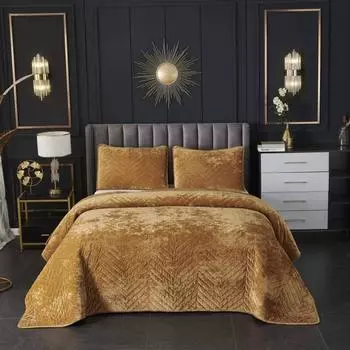 Комплект покрывало и наволочки 240 х 260 см Sofi de Marko Фернанд горчичный