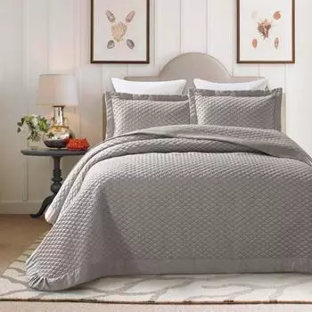 Комплект покрывало и наволочки 240 х 260 см Sofi de Marko Эллада серо-зелёный