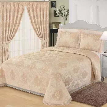 Комплект покрывало и наволочки 240 х 260 см Sofi de Marko Эванжелина бежево-золотой