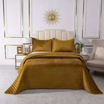 Комплект покрывало и наволочки 240 х 260 см Sofi de Marko Натаниэль горчичный