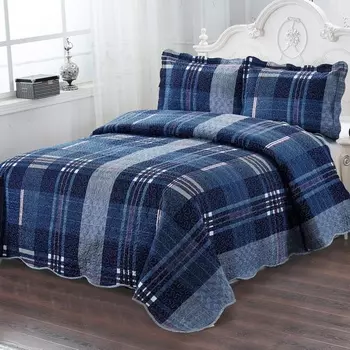 Комплект покрывало и наволочки Sofi de Marko Пэчворк №33 синий