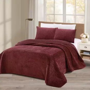 Комплект покрывало и наволочки Sofi de Marko Вельмонт бордовый
