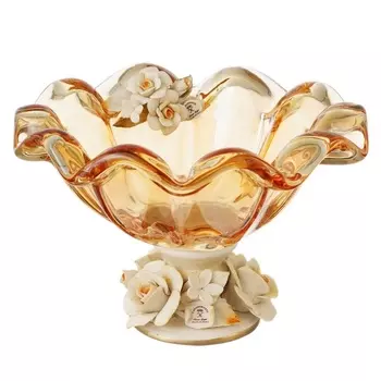 Конфетница 23 см White Cristal Янтарь оранжевый