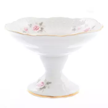 Конфетница на ножке 16 см Bernadotte Серая роза золото