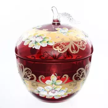 Конфетница с крышкой 16 см Bohemia E-S красный