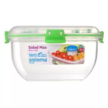 Контейнер для салата с разделителями и приборами 1,63 л Sistema To-Go зелёный