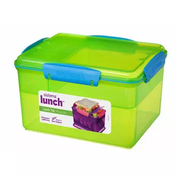 Контейнер двухуровневый с разделителями 2,3 л Lunch Sistema зелёный