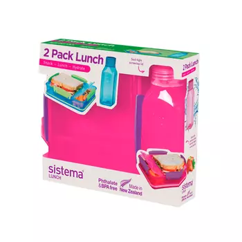 Контейнер и бутылка 475 мл Sistema Lunch красный