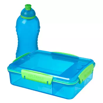 Контейнер с разделителями и бутылка 330 мл Sistema синий