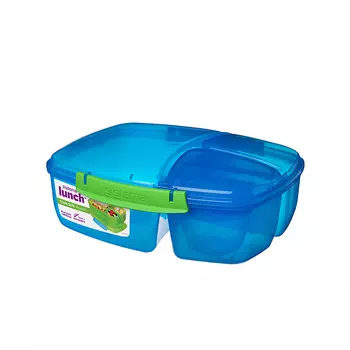Контейнер трёхсекционный 2 л с баночкой Sistema Lunch синий