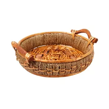 Корзина плетёная круглая с ручкой Gooods House M тёмно-коричневый