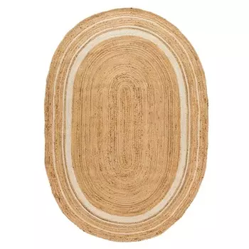 Ковёр из джута овальный с вставками белого цвета 200 х 300 см Tkano Ethnic