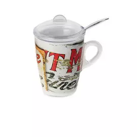 Кружка для заваривания чая 300 мл Omada Plexart Vintage Signs