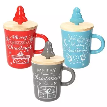 Кружка с крышкой и ложкой 340 мл Tognana Natale Pastels в ассортименте