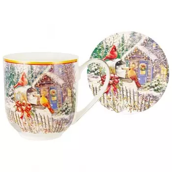 Кружка с подставкой 480 мл Carmani Новогодний пейзаж