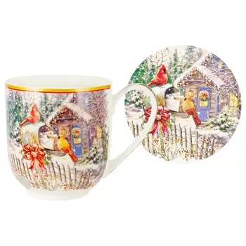 Кружка с подставкой 480 мл Carmani Птицы