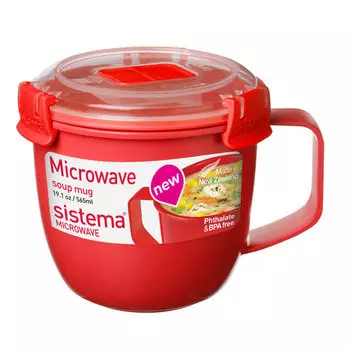 Кружка суповая 565 мл Sistema Microwave красный