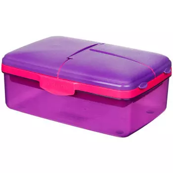 Ланчбокс четырёхсекционный с бутылкой Sistema фиолетовый